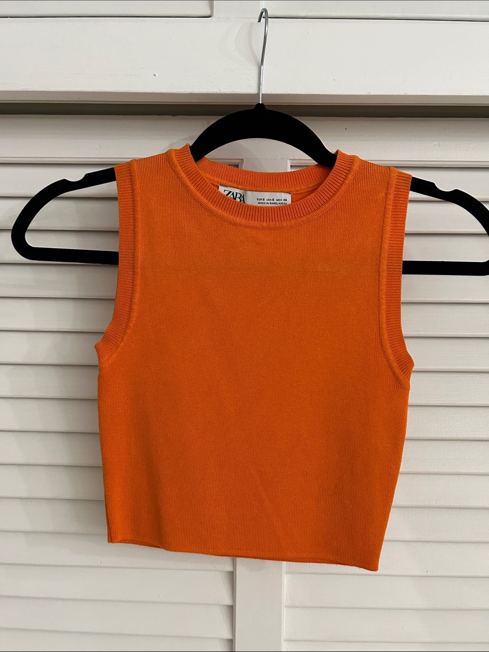 ZARA Bright Orange Ribbed Sleeveless Knit Tank